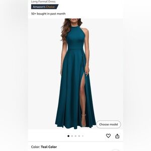 Long formal dress, size medium, teal color, only wore once